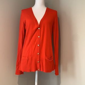Banana Republic | "BR" Button Cardigan Sweater | Deep Orange | Large